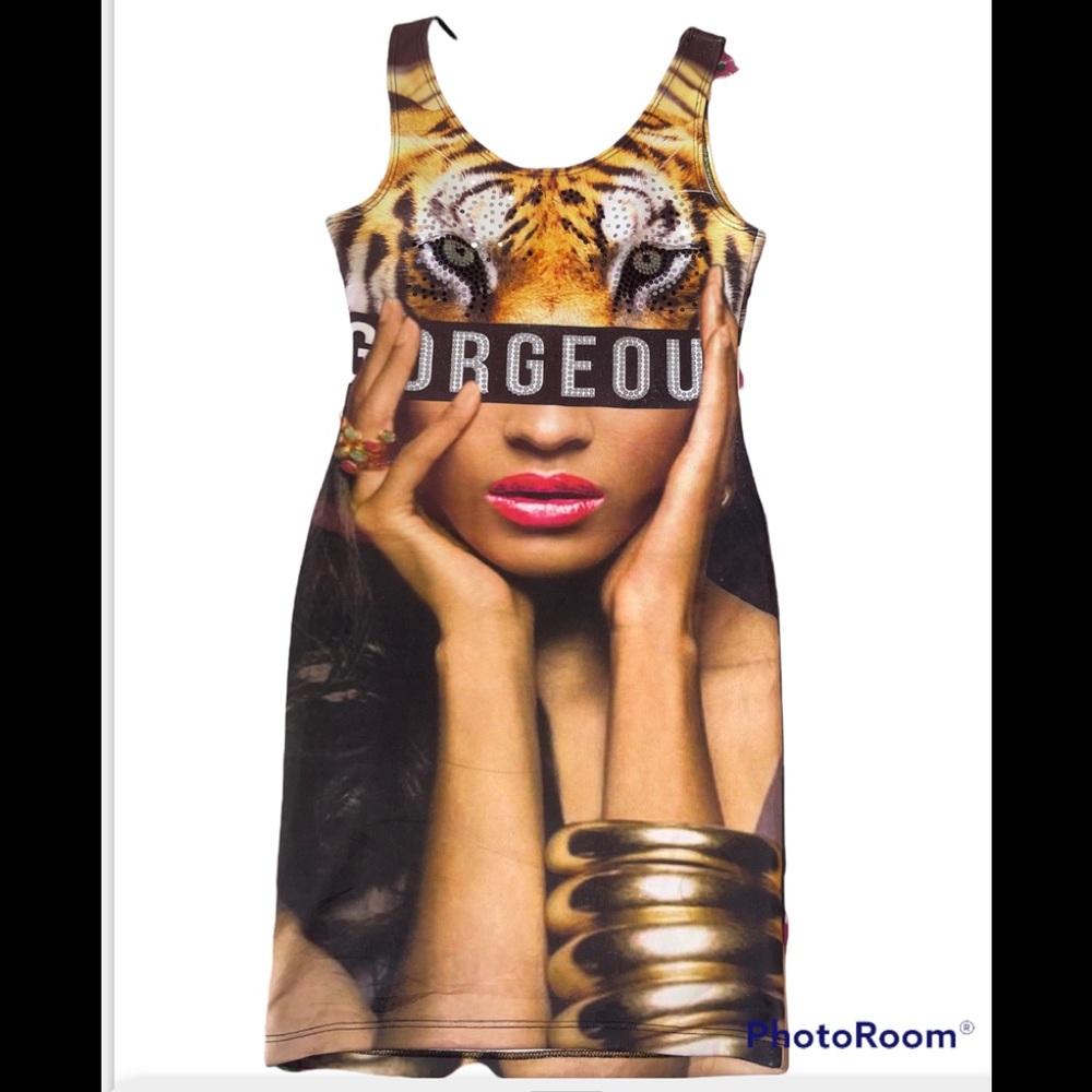 Jasmine Lion Gorgeous Graphic Shirt Dress Size: Small